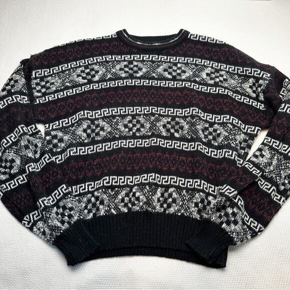 VTG Todays News Mens Medium sweater acrylic abstract patterned - Picture 1 of 5